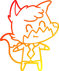 warm gradient line drawing cartoon happy fox