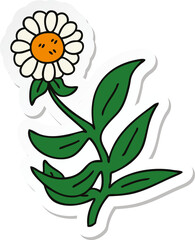 sticker of a quirky hand drawn cartoon daisy flower