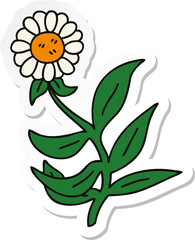 sticker of a quirky hand drawn cartoon daisy flower