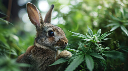 bunny testing cannabis leaf