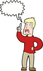 cartoon man with complaint with speech bubble
