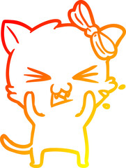 warm gradient line drawing cartoon cat