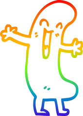 rainbow gradient line drawing cartoon happy sausage