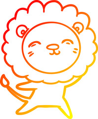 warm gradient line drawing cartoon lion
