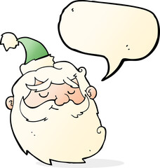 cartoon santa claus face with speech bubble