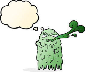 gross cartoon ghost with thought bubble