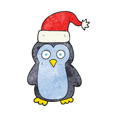 textured cartoon christmas penguin