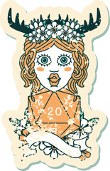 human druid with natural twenty dice roll illustration