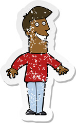 retro distressed sticker of a cartoon grinning man