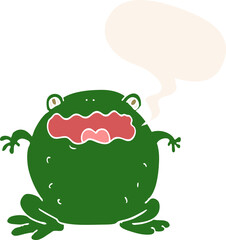 cartoon toad and speech bubble in retro style