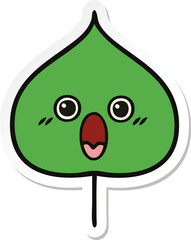 sticker of a cute cartoon expressional leaf