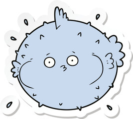 sticker of a cartoon puffer fish © lineartestpilot