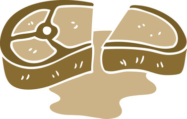 cartoon doodle well cooked meat