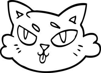 line drawing cartoon of a cats face