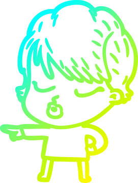 recommend clip art: cold gradient line drawing cartoon woman with eyes shut