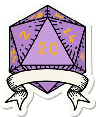 natural 20 critical hit D20 dice roll sticker