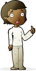 cartoon woman giving thumbs up symbol