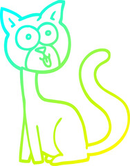cold gradient line drawing funny cartoon cat