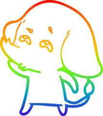 rainbow gradient line drawing cartoon elephant remembering