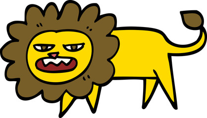 hand drawn doodle style cartoon angry lion