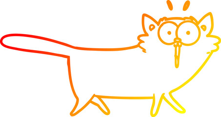warm gradient line drawing cartoon cat