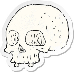 retro distressed sticker of a cartoon old skull