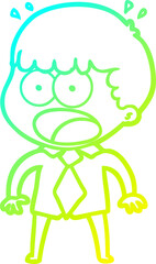 cold gradient line drawing cartoon shocked man in shirt and tie