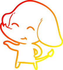 warm gradient line drawing cute cartoon elephant
