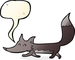 cartoon little wolf with speech bubble