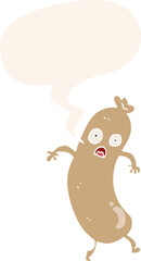 Fototapeta premium cartoon sausage and speech bubble in retro style
