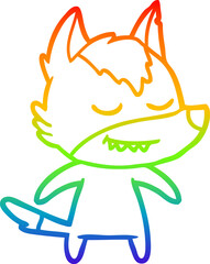 rainbow gradient line drawing friendly cartoon wolf