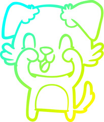 cold gradient line drawing laughing cartoon dog