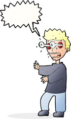 cartoon terrified boy with speech bubble