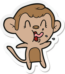 sticker of a crazy cartoon monkey