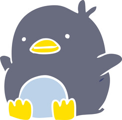 cute flat color style cartoon penguin