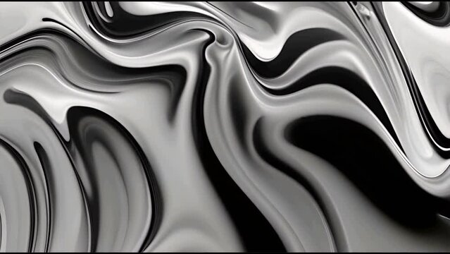 Abstract Liquid black and white texture Organic background for visual effects and motion graphics Fluid art painting video Liquid organic texture 4K 3D rendering seamless looping animation