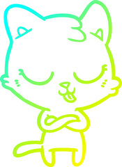 cold gradient line drawing cartoon cat