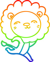rainbow gradient line drawing cartoon lion