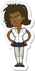 sticker of a cartoon woman with hands on hips