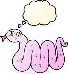 funny cartoon snake with thought bubble