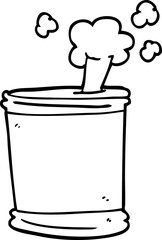 line drawing cartoon bursting can of food