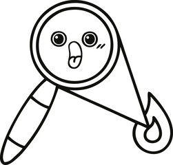 line drawing cartoon magnifying glass