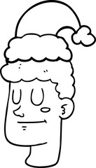 cartoon man wearing christmas hat