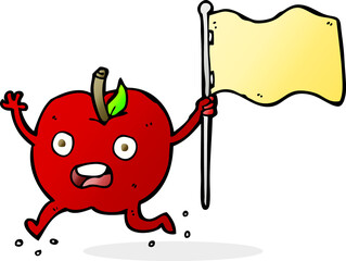 cartoon funny apple with flag