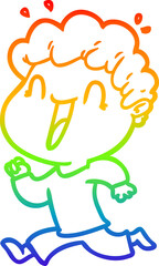 rainbow gradient line drawing cartoon happy man