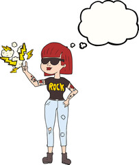 thought bubble cartoon rock woman