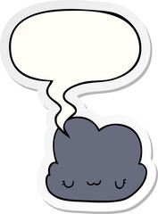 cute cartoon cloud and speech bubble sticker