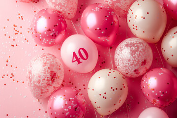 Pink and White Balloons With the Number Forty