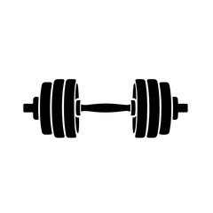 A dumbbell for weightlifting Logo Monochrome Design Style - obrazy, fototapety, plakaty