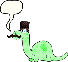 comic book speech bubble cartoon posh dinosaur
